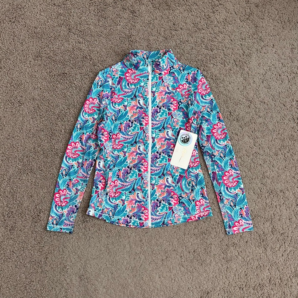 Gottex Floral Zip Up Jacket XS Tennis Golf Womens
